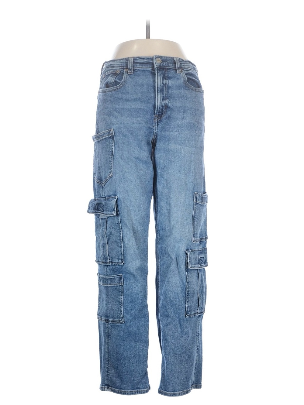 American Eagle Outfitters Light Blue Straight-Leg Cargo Jeans